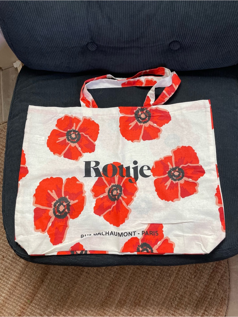 Rouje Red and White Floral Canvas Tote